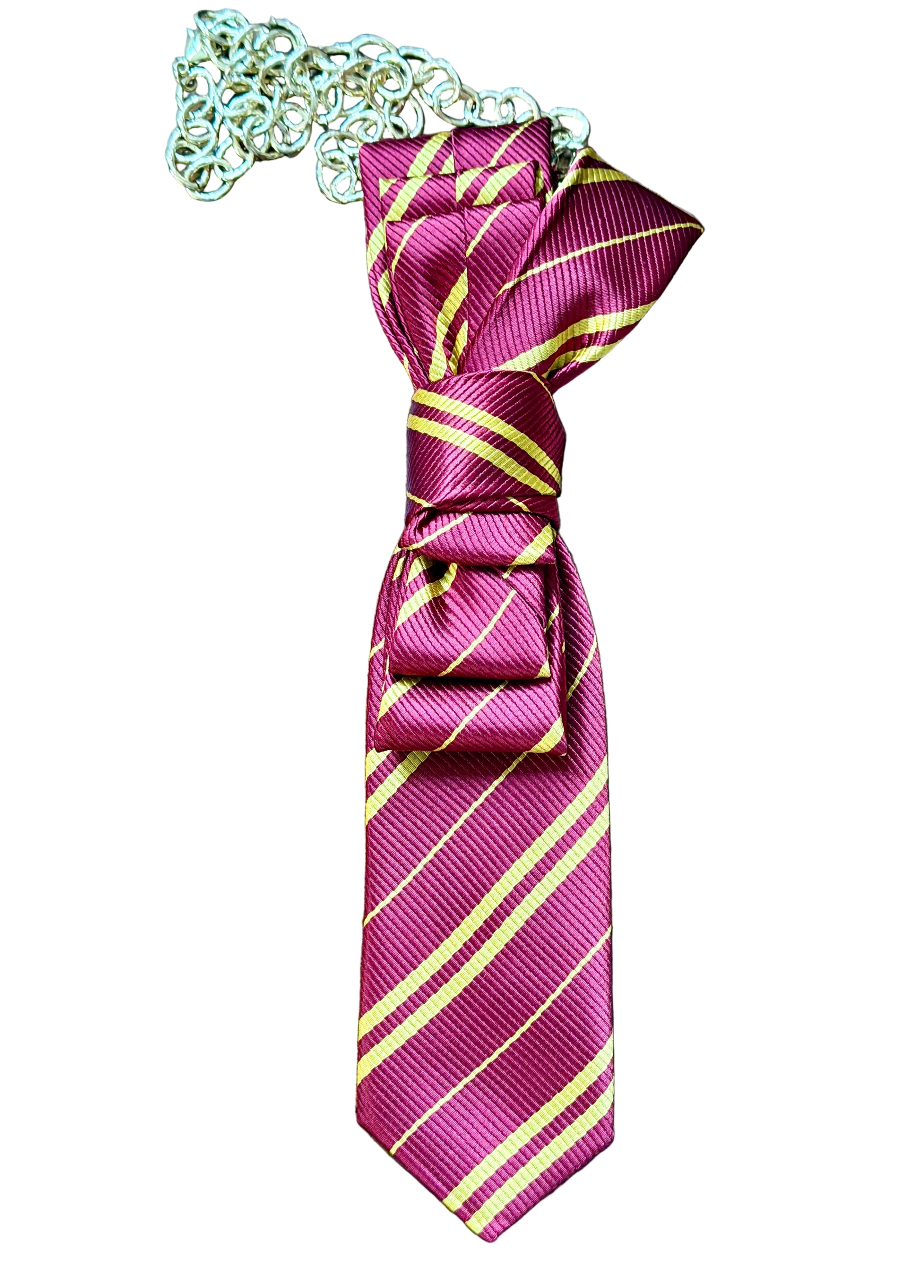 Striped Maroon and Gold Necktie Necklace