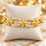 Load image into Gallery viewer, Matte Gold Hammered Chunky Link Magnetic Bracelet
