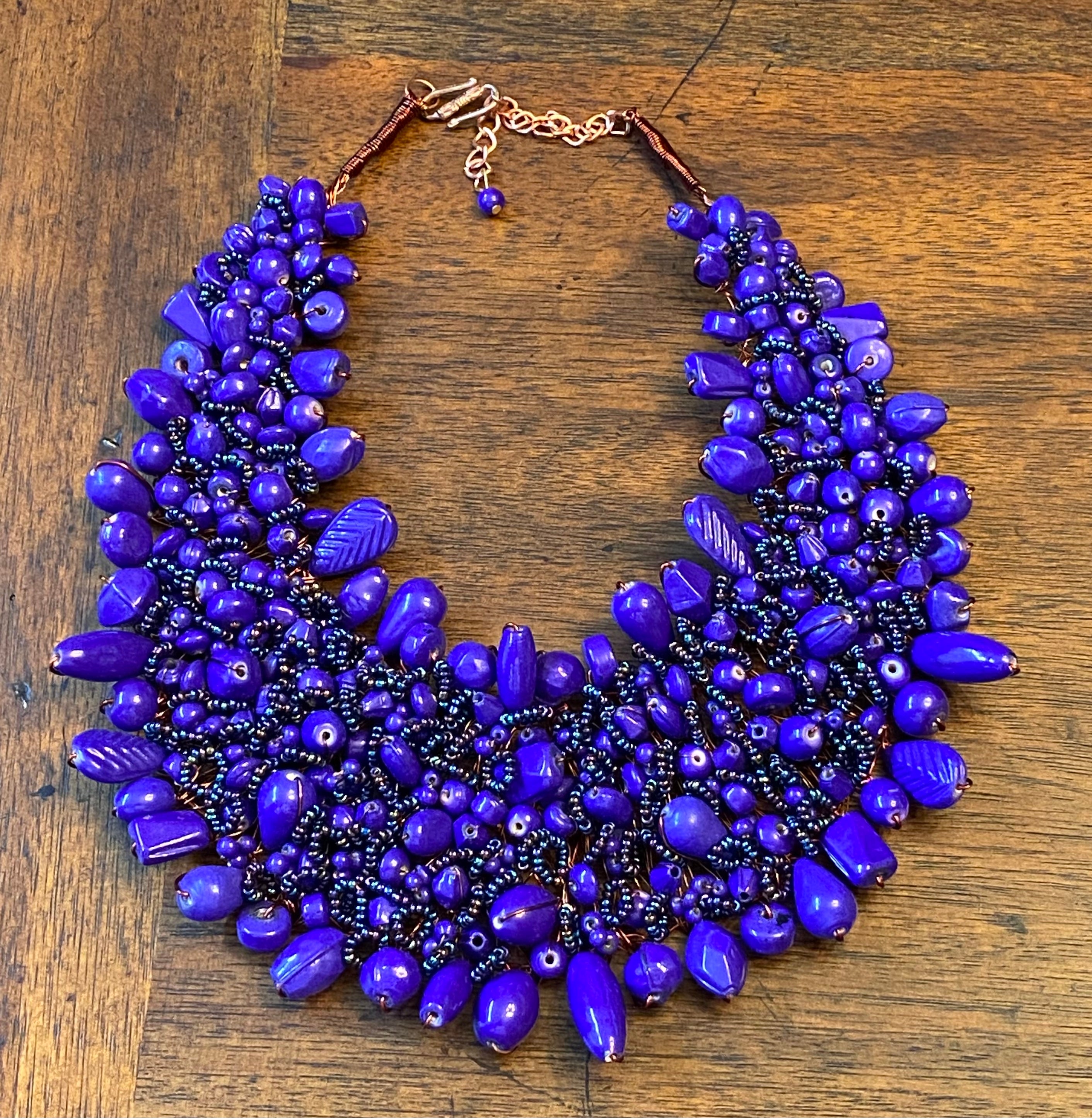 Mixed Bead Statement Bib Necklace