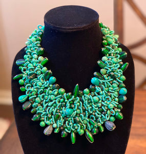 Mixed Bead Statement Bib Necklace