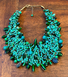 Mixed Bead Statement Bib Necklace