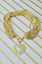 Load image into Gallery viewer, Chunky Multi-Strand Gold-Toned Heart Necklace
