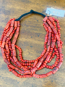 Multi-Strand Coral Statement Necklace