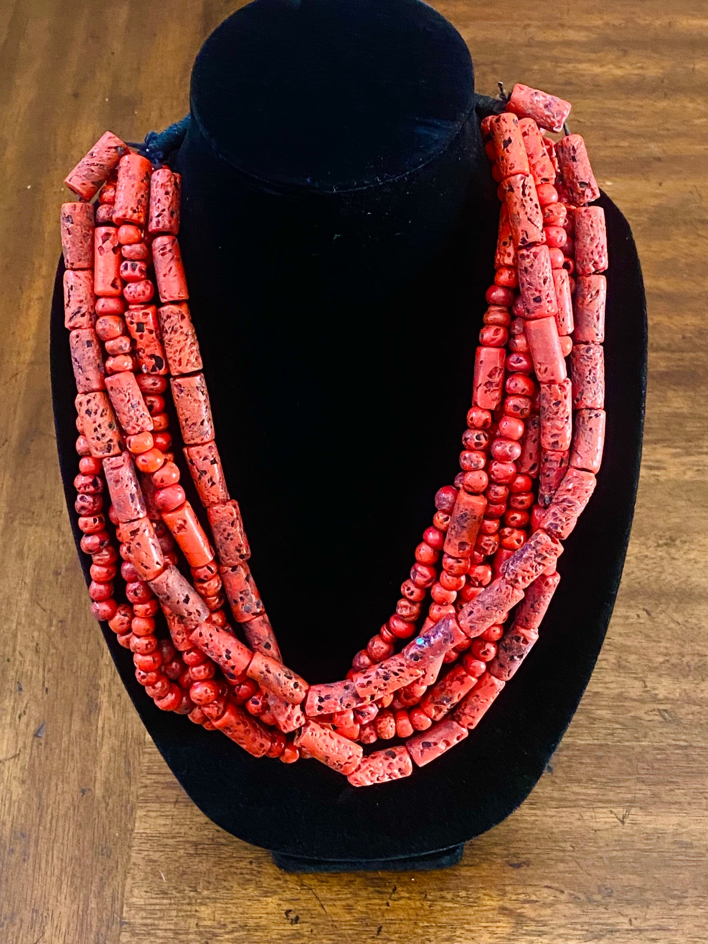 Multi-Strand Coral Statement Necklace