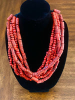 Load image into Gallery viewer, Multi-Strand Coral Statement Necklace
