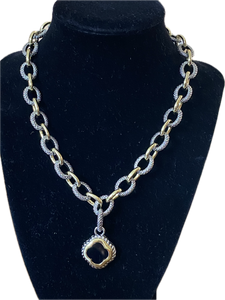 Ladies' Chain Link Clover Pendant Necklace Set