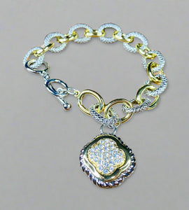 Ladies' Multi-tone Chain Link Clover Bracelet