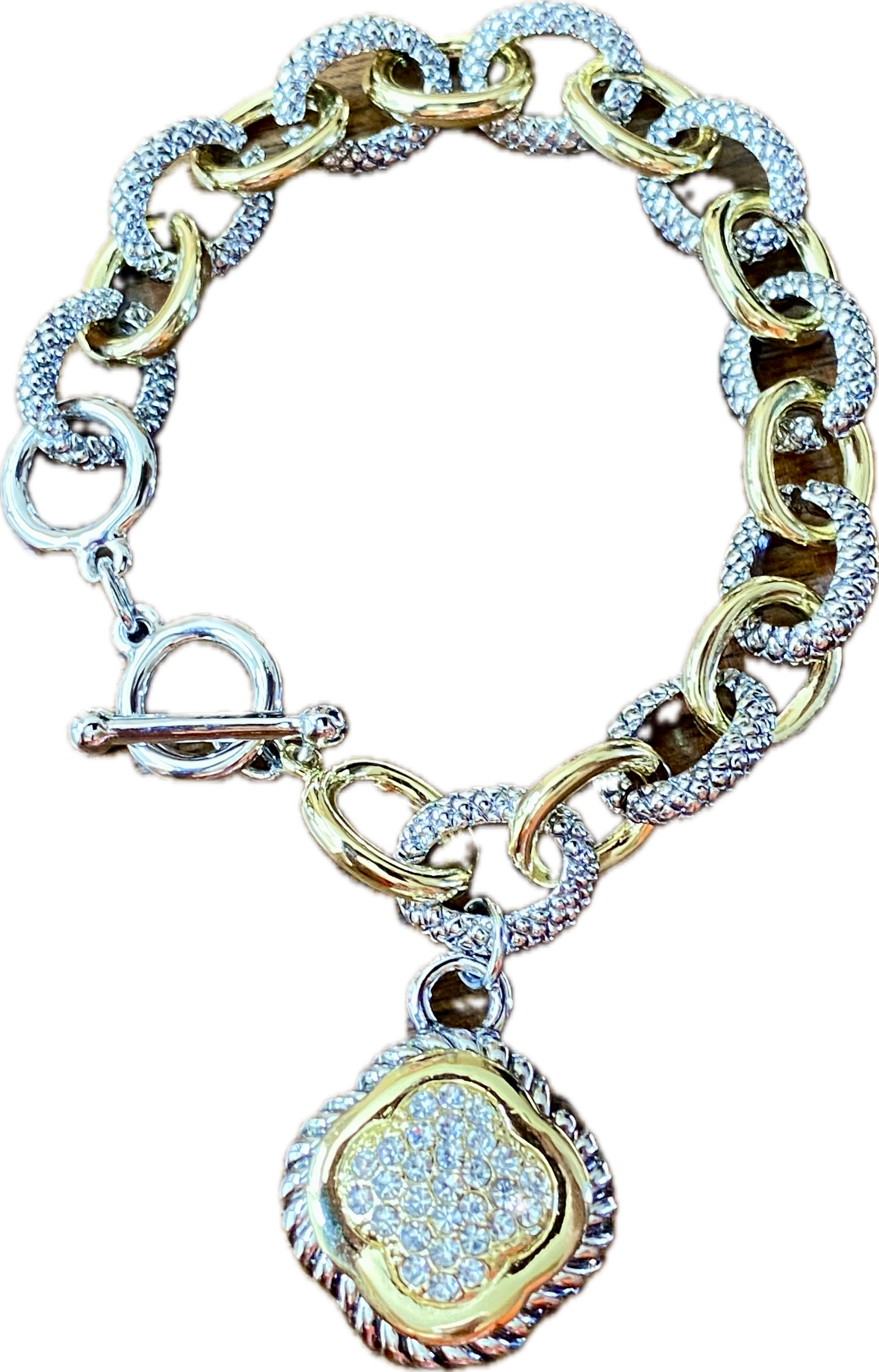 Ladies' Multi-tone Chain Link Clover Bracelet