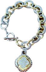 Load image into Gallery viewer, Ladies&#39; Multi-tone Chain Link Clover Bracelet
