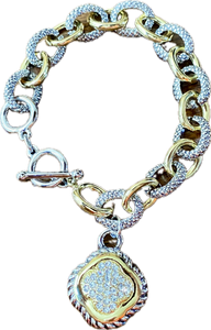Ladies' Multi-tone Chain Link Clover Bracelet