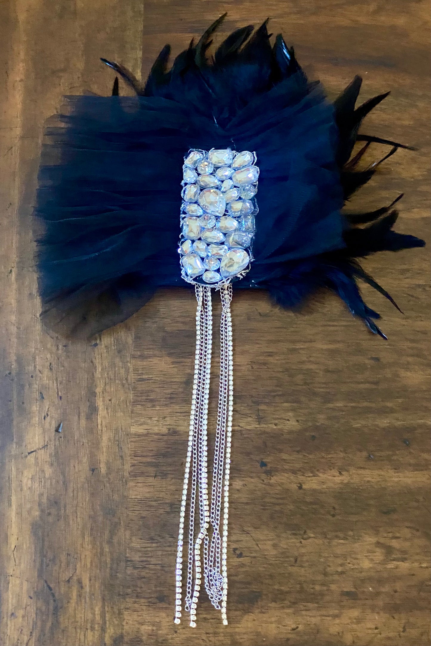 Black Oversized Tulle/Feather Brooch