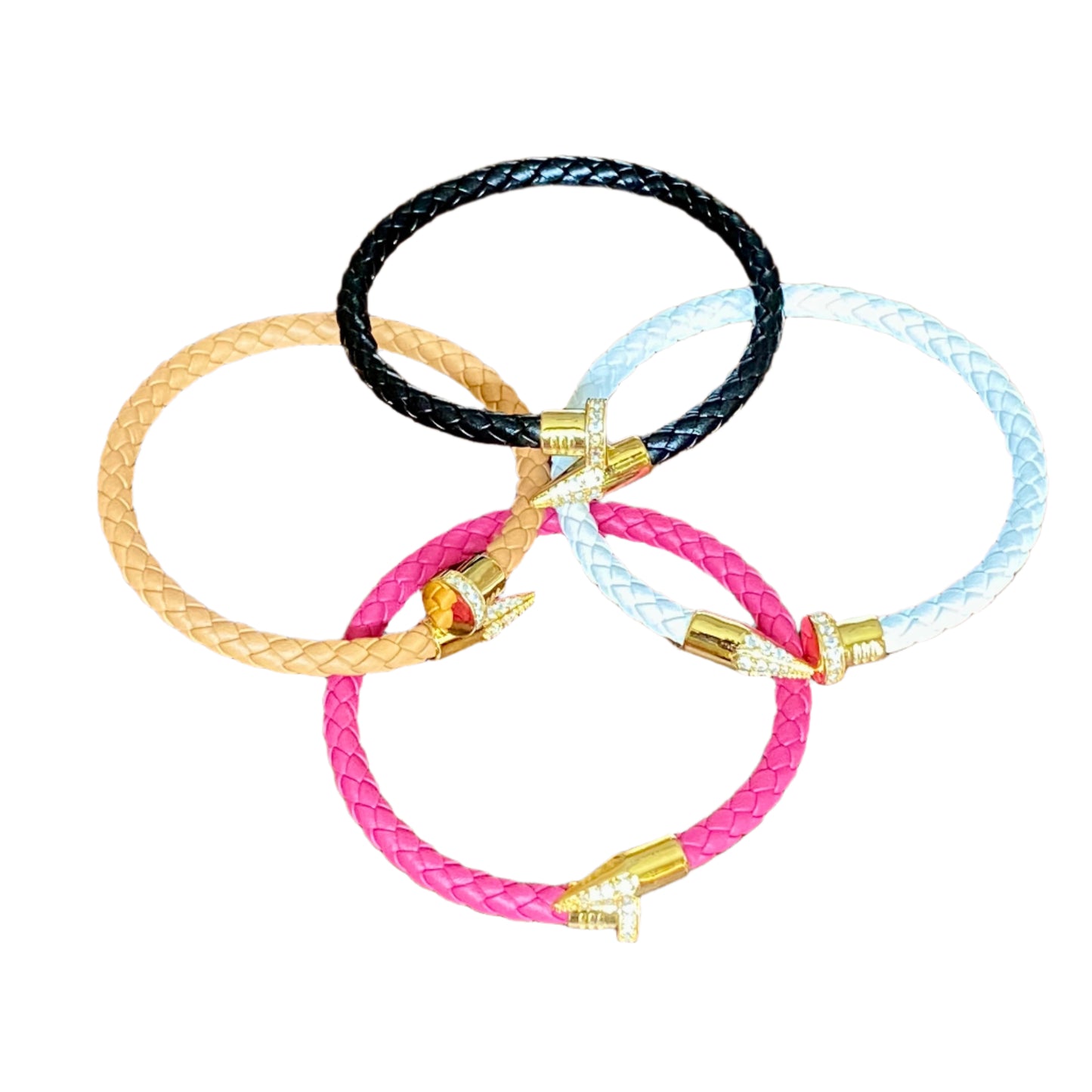 PU Braided Leather Nail Bracelet for Women/Jewelry/Gifts