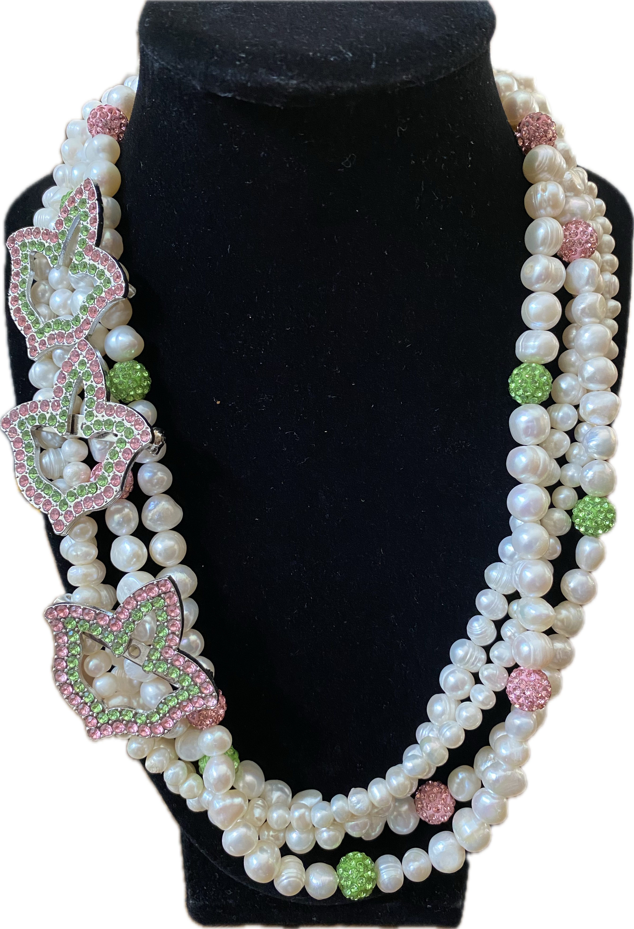 Pink and Green Pearl Ivy Necklace