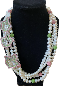 Pink and Green Pearl Ivy Necklace