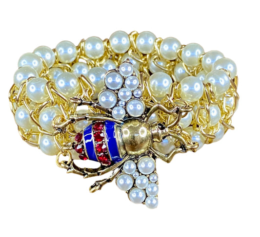 Pearl/Bee Stretch Bracelet