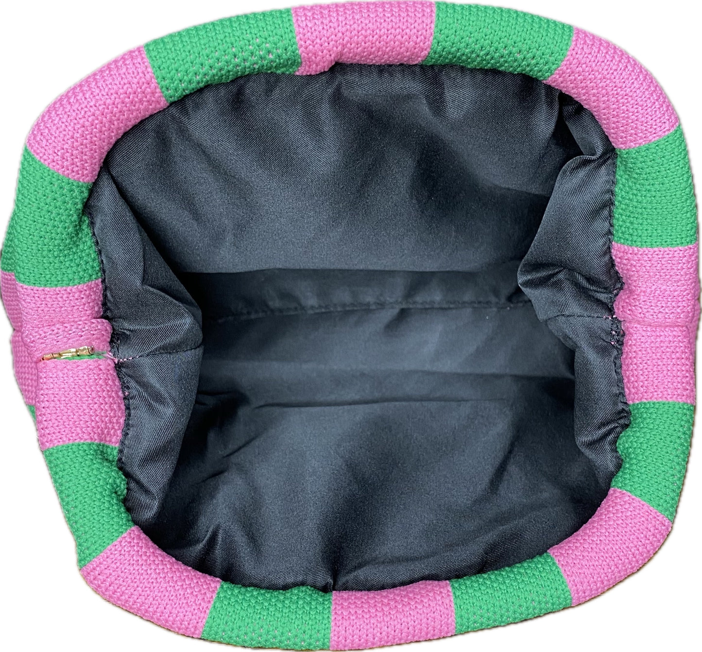 Pink/Green Striped Fabric Clutch/Handbag/Purse