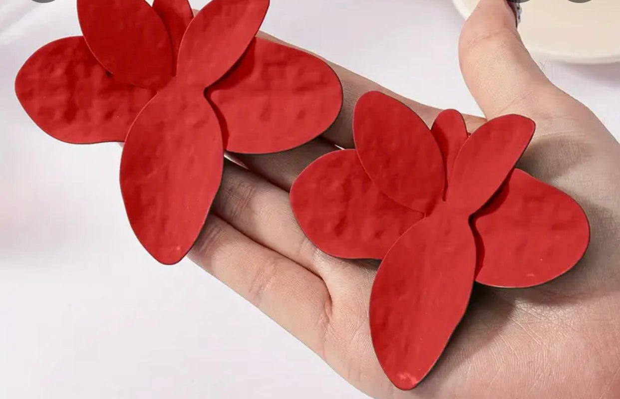 Red Flower Petal Earrings