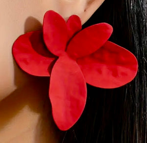 Red Flower Petal Earrings