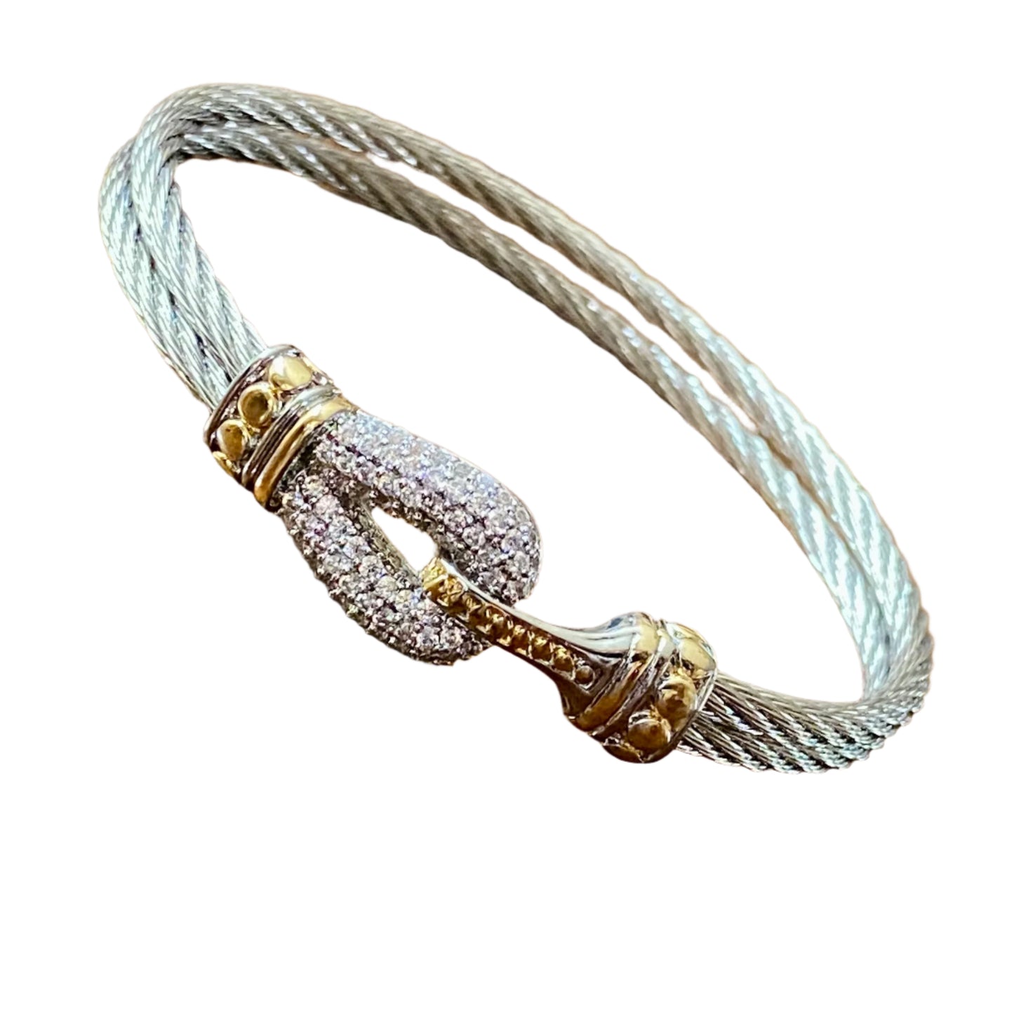 Rope Bangle Bracelet with Pave Hook Closure