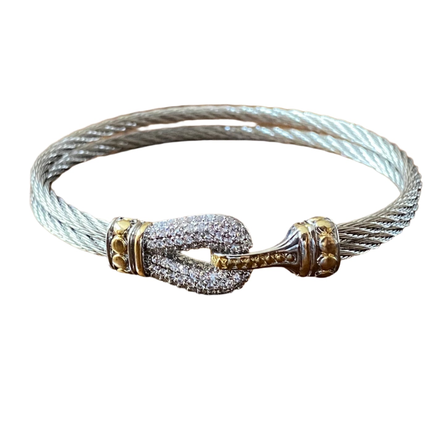 Rope Bangle Bracelet with Pave Hook Closure