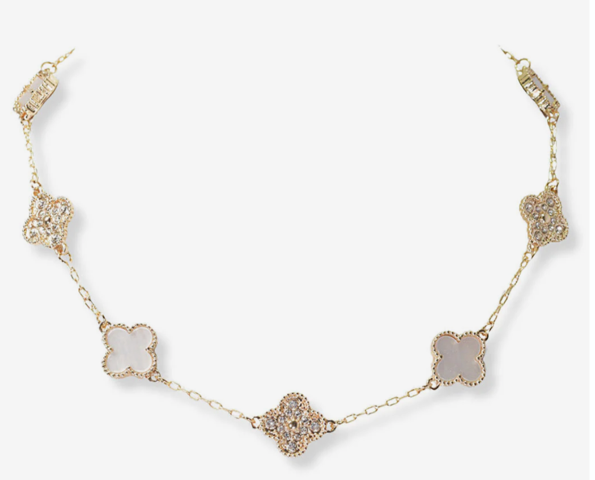 Ladies' Clover Crystal Fashion Necklace