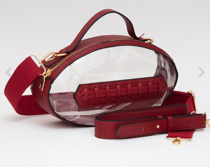 Football Shaped Transparent/Clear Stadium Crossbody Bag