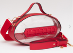 Load image into Gallery viewer, Football Shaped Transparent/Clear Stadium Crossbody Bag
