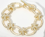Load image into Gallery viewer, Gold Plated Hammered Matte Chunky Link Toggle Bracelet
