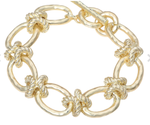 Load image into Gallery viewer, Gold Plated Hammered Matte Chunky Link Toggle Bracelet
