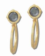 Load image into Gallery viewer, Faceted Stone / Pearl Ring Drop Earrings
