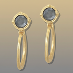 Load image into Gallery viewer, Faceted Stone / Pearl Ring Drop Earrings
