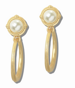 Load image into Gallery viewer, Faceted Stone / Pearl Ring Drop Earrings

