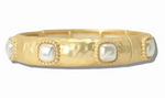 Load image into Gallery viewer, Hammered Matte Gold Faceted Faux Pearl Stretch Bracelet
