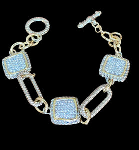 Ladies Silver/Gold 3 Square Bracelet