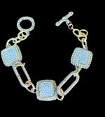 Load image into Gallery viewer, Ladies Silver/Gold 3 Square Bracelet
