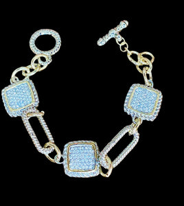 Ladies Silver/Gold 3 Square Bracelet