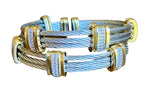 Load image into Gallery viewer, Silver/Gold Two- Toned Twisted Cable Wire Bracelet Cuff with Accent Beads
