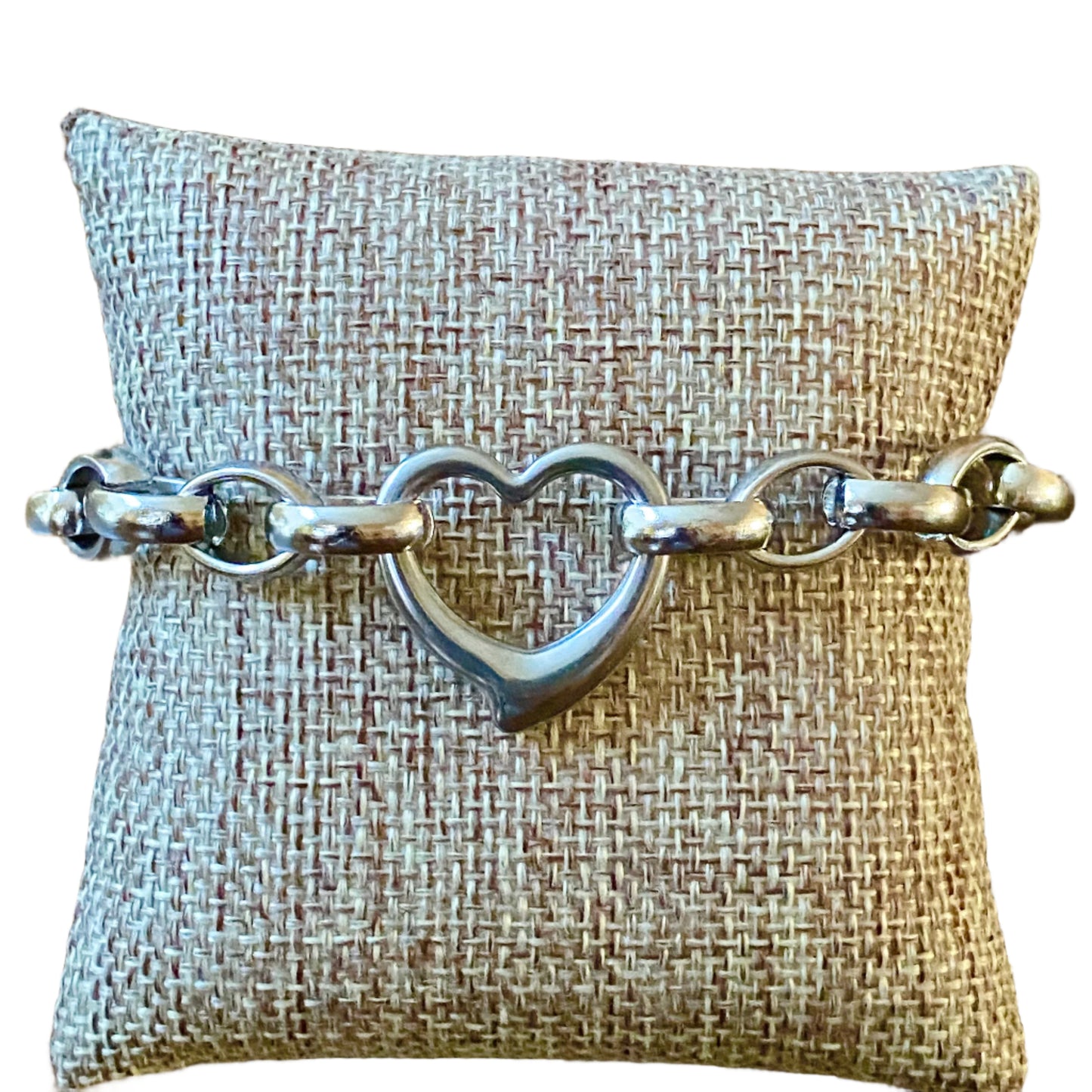 Stainless Steel Rolo Chain Heart/Love Bracelet