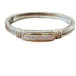 Load image into Gallery viewer, Silver /Gold bracelet with Pave accents on a white background
