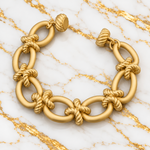 Load image into Gallery viewer, Matte Gold Hammered Chunky Link Magnetic Bracelet

