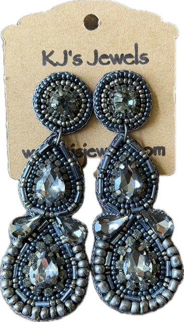 Ladies' Beaded Double Teardrop Dangle Earrings