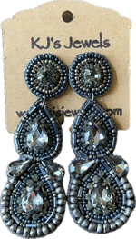 Load image into Gallery viewer, Ladies&#39; Beaded Double Teardrop Dangle Earrings
