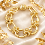 Load image into Gallery viewer, Matte Gold Hammered Chunky Link Magnetic Bracelet
