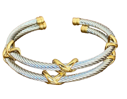 Ladies Thin Cable Wire Triple X Cuff