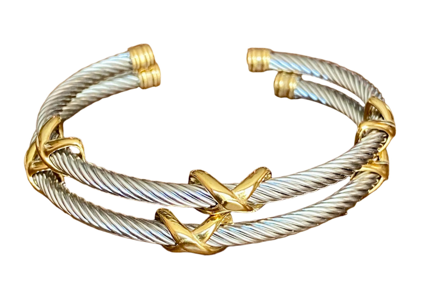 Ladies Thin Cable Wire Triple X Cuff