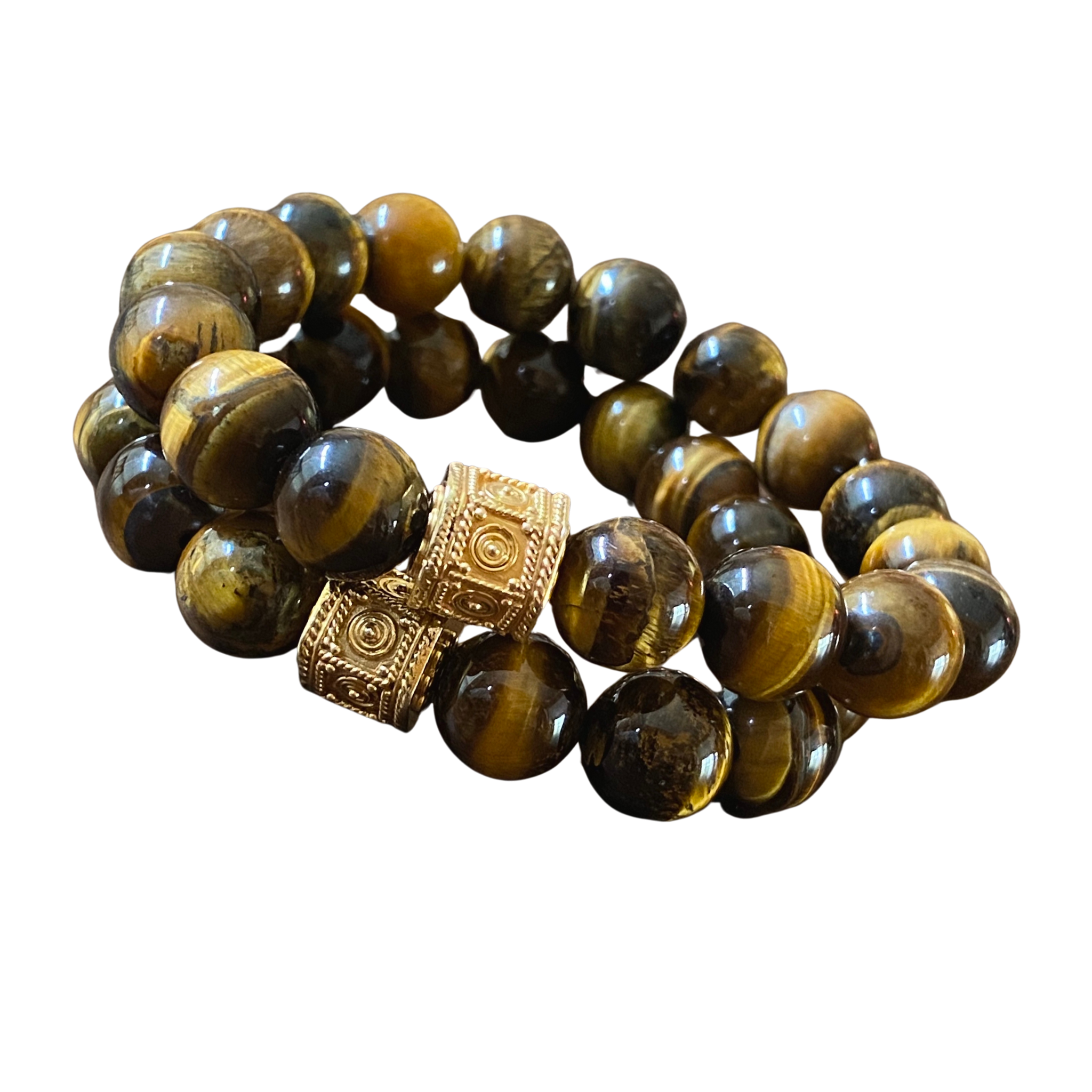 Tiger's Eye Stretch Bracelet w/ Gold Vermeil Accent Bead