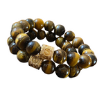 Load image into Gallery viewer, Tiger&#39;s Eye Stretch Bracelet w/ Gold Vermeil Accent Bead
