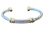 Load image into Gallery viewer, Two-Toned braided bracelet with gold accents on a white background
