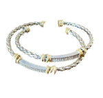 Load image into Gallery viewer, Two-Toned Micro Pave Cuff Bracelet with Accent Bar
