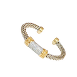 Load image into Gallery viewer, Two Toned Braided Bracelet Cuff with Rhinestone Bar
